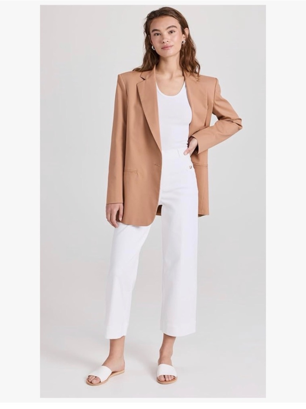 SPANX White Stretch Twill Cropped Wide Leg Pants. Size M. NWT